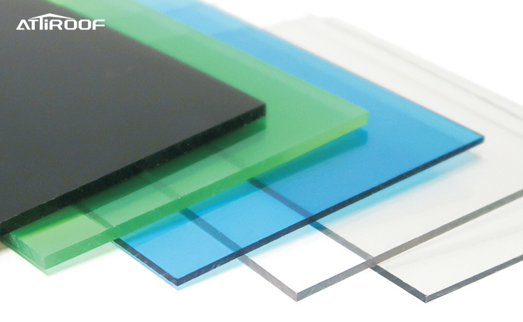 Various colored polycarbonate roof sheets showcasing clear polycarbonate roof sheeting pros and cons.