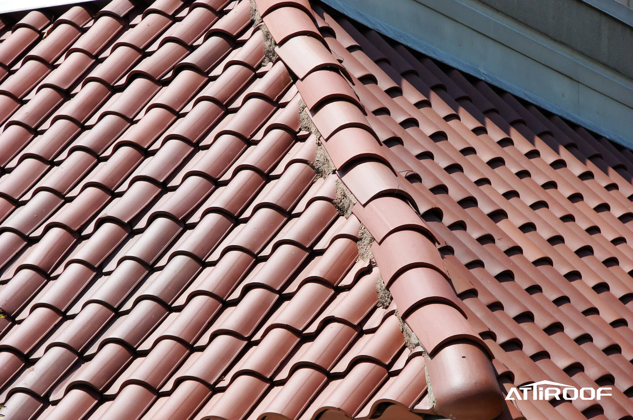 Roof Tile Texture - Smooth tiles on a modern building roof.