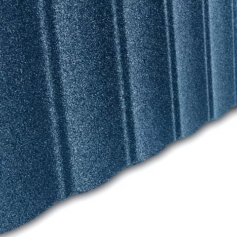 Blue seven wave stone coated metal roof tile detail