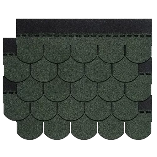 Green Fish-Scale Asphalt Shingles