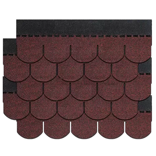 Red Fish-Scale Asphalt Shingles